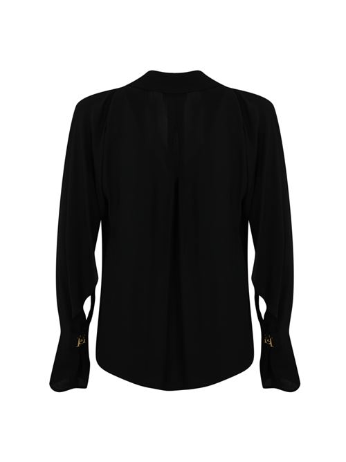 Blusa con foulard in georgette nero Elisabetta Franchi | CA05946E2110